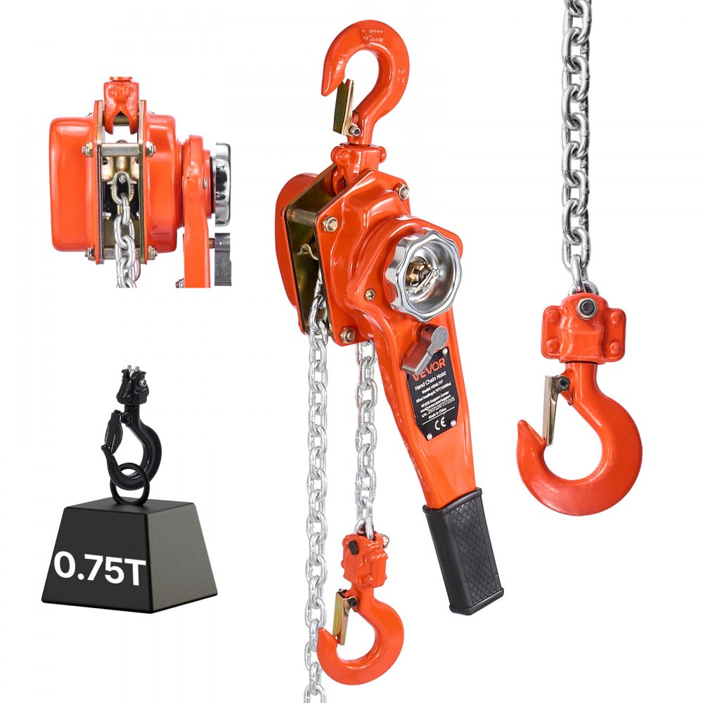 Hefboomtakel, 3/4T draagvermogen Handkettingtakel, 6 m slag, ketting van G80-staallegering met mechanische dubbele palrem, 360° draaibare haak, rateltakel voor magazijn, bouw en garage Hefboomtakel, 3/4T draagvermogen Handkettingtakel, 6 m slag, ketting van G80-staallegering met mechanische dubbele palrem, 360° draaibare haak, rateltakel voor magazijn, bouw en garage