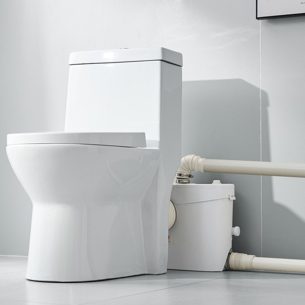 Système de relevage, 900 W, débit 180 L/min, hauteur de refoulement 12 m, système de relevage des eaux usées avec 4 arrivées d'eau, pompe eaux usées pour WC, cave, douche, lavabo, buanderie, baignoire