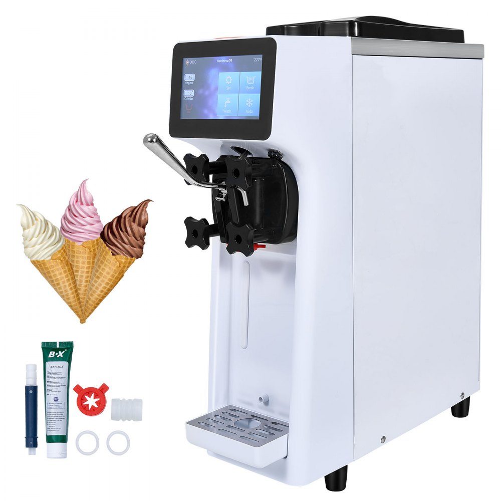 Machine à glace professionnelle, débit 10 l/h, machine à glace molle, saveur unique, plan de travail, trémie 4 l, cylindre 1,6 l, écran tactile, nettoyage automatique, snack-bars pré-refroidissement