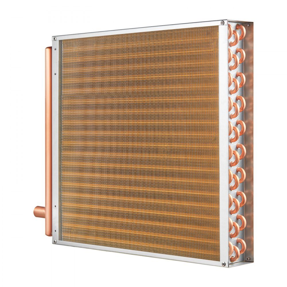 Wymiennik ciepła woda-powietrze 20" x 20" z 3 rzędami miedzianych przyłączy 9,53 mm, wymiennik ciepła z aluminiowymi lamelami 242 do pieców na drewno, ogrzewania i chłodzenia budynków mieszkalnych oraz ogrzewania z wymuszonym obiegiem powietrza