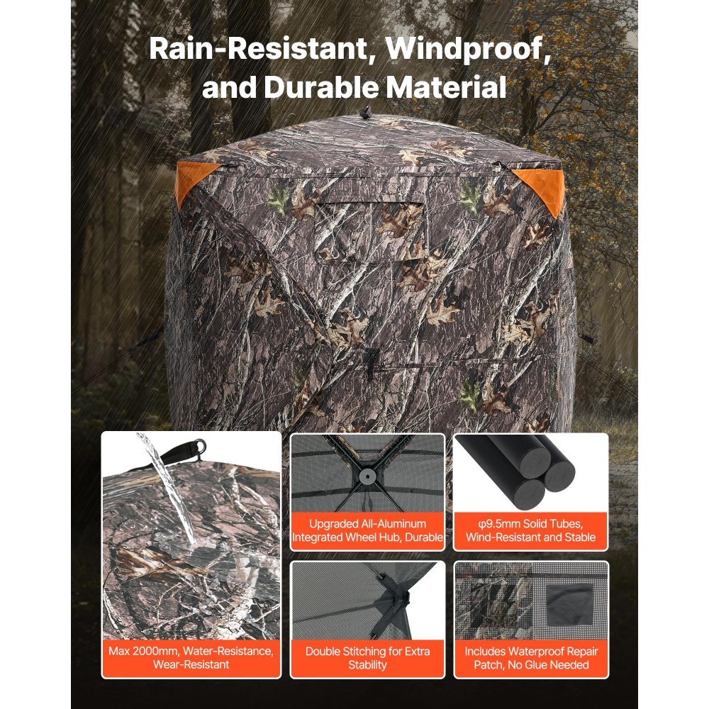 Hunting tent hunting hideout, 2-3 person portable camouflage tent, 270° transparent ground hideout, suitable for turkey and deer hunting, hunting shelter with carry bag, 148 x 148 x 170 cm Hunting tent hunting hideout, 2-3 person portable camouflage tent, 270° transparent ground hideout, suitable for turkey and deer hunting, hunting shelter with carry bag, 148 x 148 x 170 cm