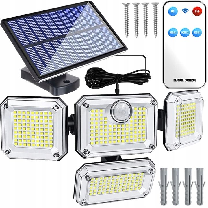 Lampadaire solaire LED 4 en 1 - détecteur de mouvement et crépusculaire, télécommande Lampadaire solaire LED 4 en 1 - détecteur de mouvement et crépusculaire, télécommande