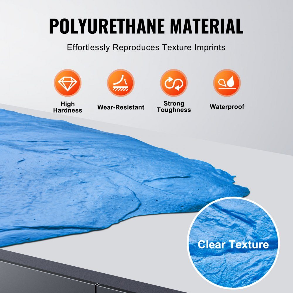 Concrete Stamping Mat 18" x 18" Concrete Textured Skin Polyurethane Stamp Stone Tiles Textured Mat Slate Floor Imprint Seamless Stamp Outdoor Concrete Molds Decorative Blue