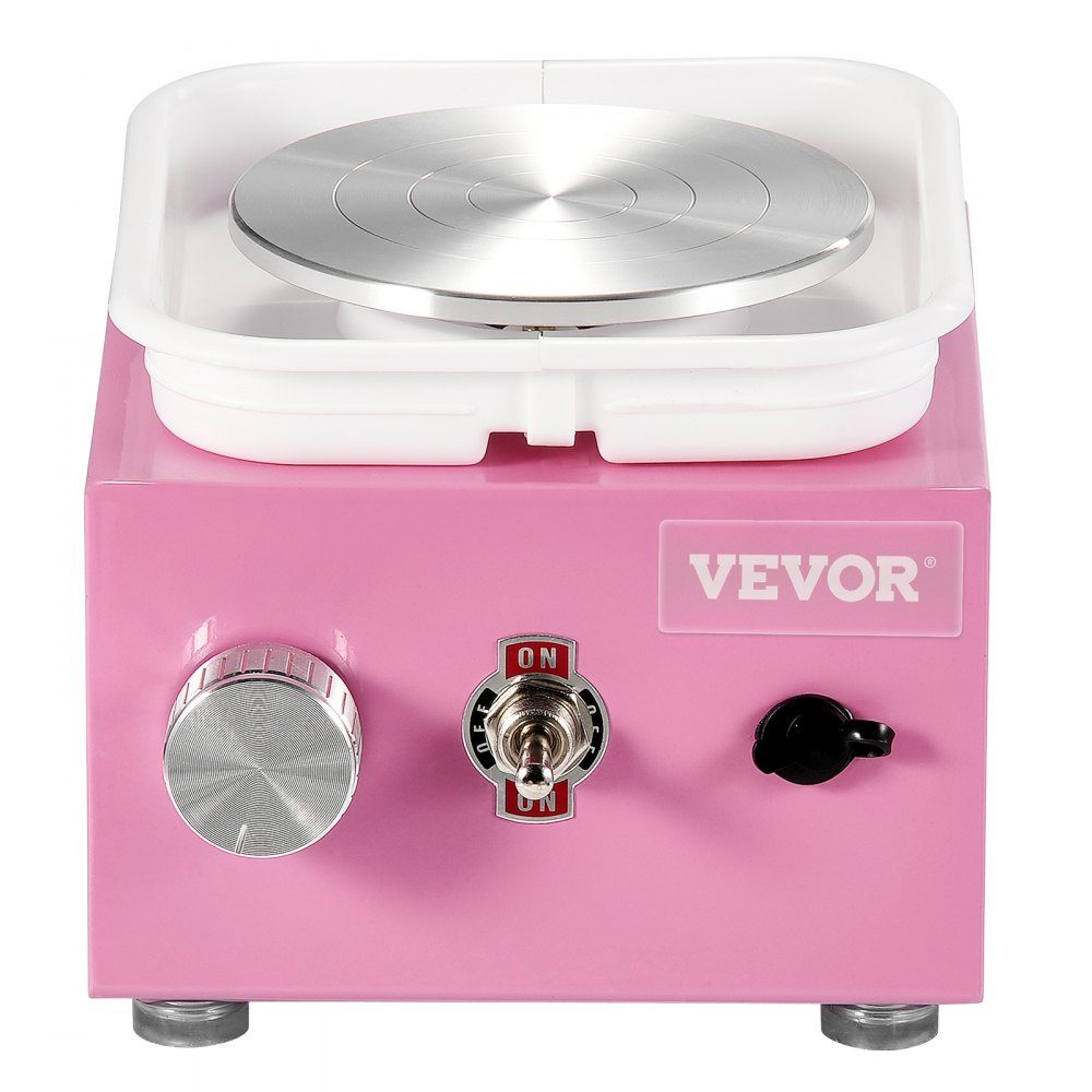 Mini Pottery Wheel 0-320RPM Adjustable Speed ​​Detachable Basin Molding Machine 2.5"/3.9" 2 Turntables Electric Ceramic Pottery Wheel 18 Pieces Accessories for Arts and Crafts DIY Pink