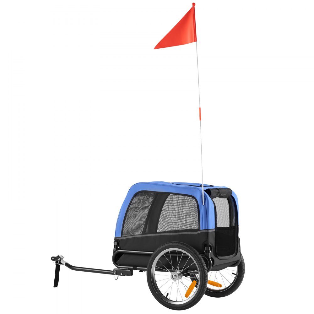 Dog trailer, supports up to 30 kg, bicycle trailer for small and medium dogs, folding frame with quick release wheel, universal bicycle hitch, reflector, flag, internal leash