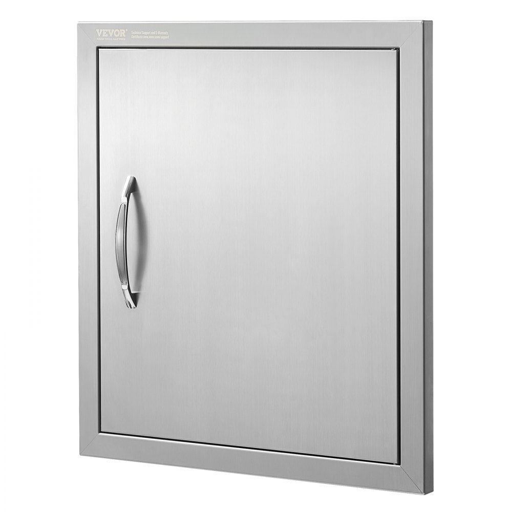 Grill-Zugangstür, 457 x 508 mm, einzelne Außenküchentür, bündig montierte Edelstahltür, vertikale Wandtür mit Griff und Haken, für Grillinsel, Grillstation, Außenschrank