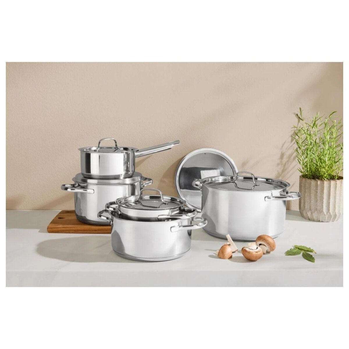 Zestaw garnków ze stali nierdzewnej SILVERCREST®, 10 sztuk