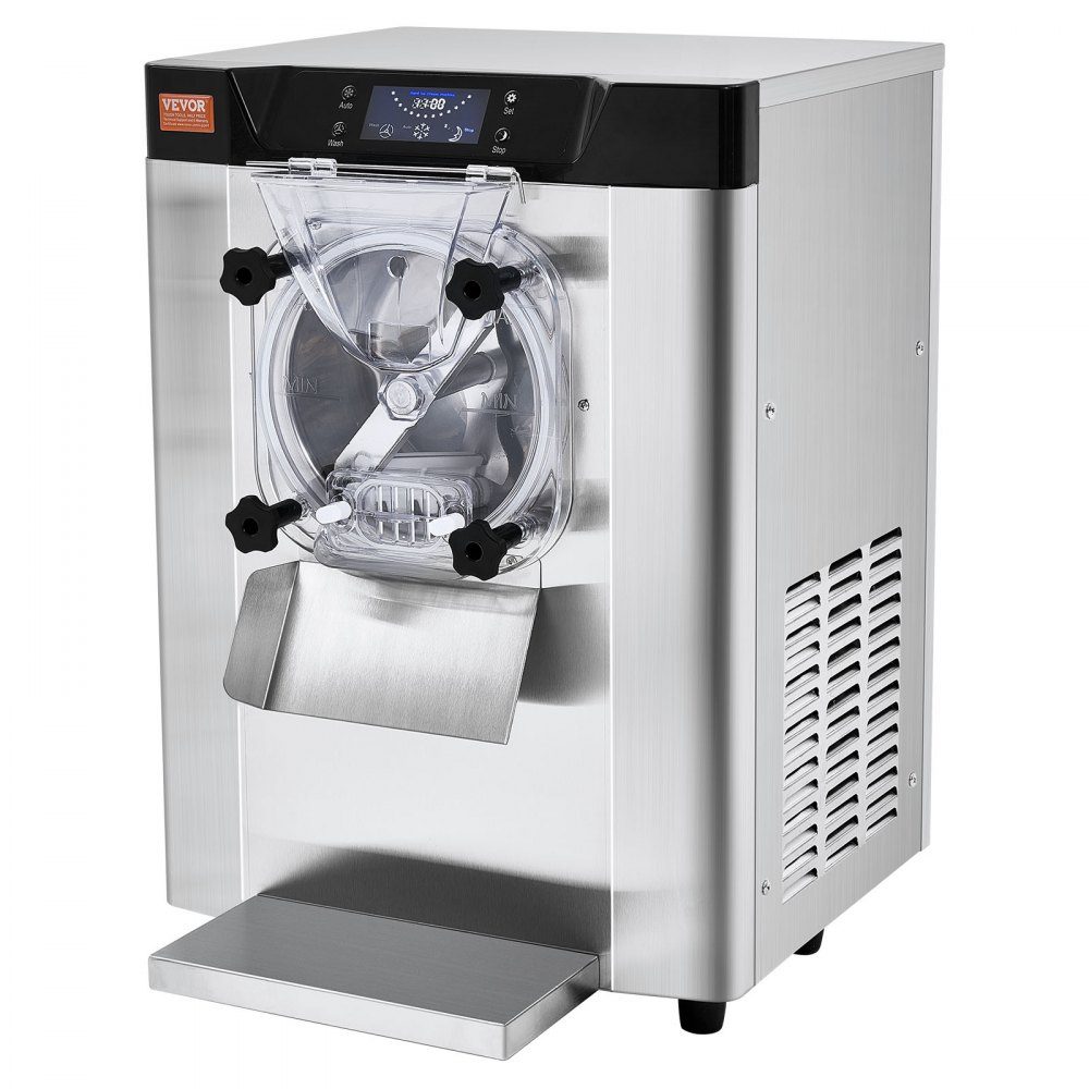 Komercyjna maszyna do lodów, 12 l/h jednosmakowa maszyna do lodów na blacie do podawania na twardo, cylinder ze stali nierdzewnej 4,5 l, panel LED, automatyczne chłodzenie wstępne z czyszczeniem
