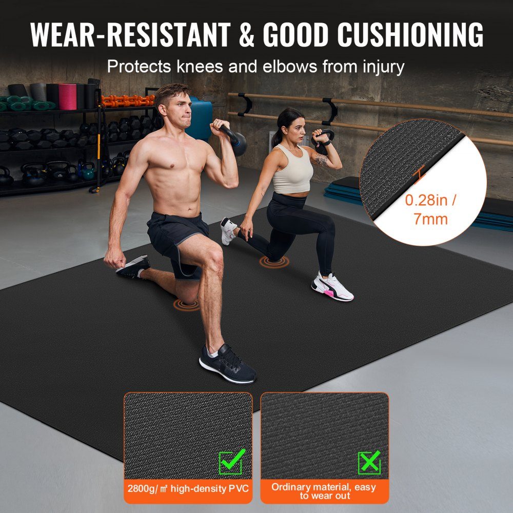 Exercise Mat, High Density Non-Slip Premium Yoga Mat, Exercise Yoga Mat for Men and Women, Fitness and Exercise Mat with Bag and Strap, for All Types of Home Yoga, Pilates and Floor Training (2.4x1.5m)