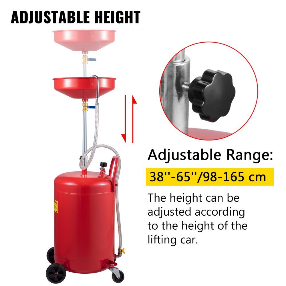 Waste Oil Drain Tank Portable Oil Drain 75.7L Air Powered Drain