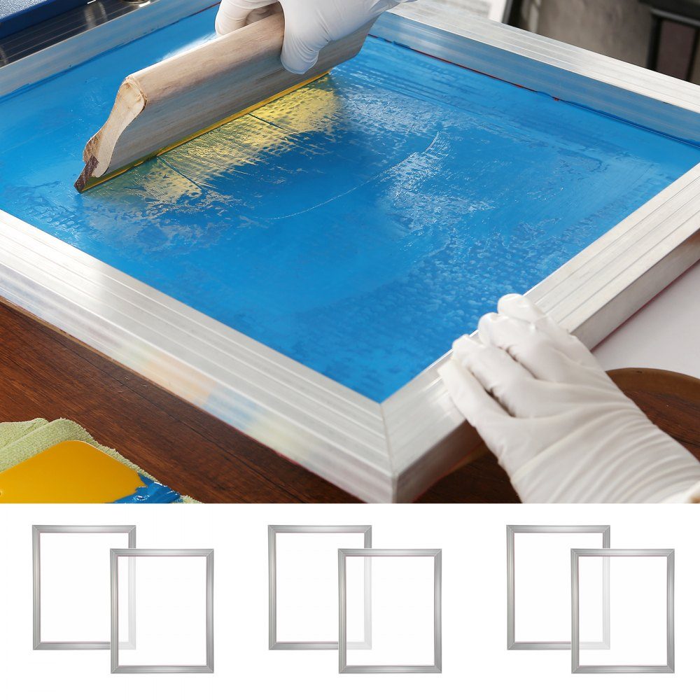 6 Pcs Aluminum Alloy Screen Frame Screen Printing Press 20x24 inch Screen Printing Machine Accessories 160 Mesh Acid Resistant and Non-deformable for Pillowcases, Fabrics, Paper, Copy Paper etc