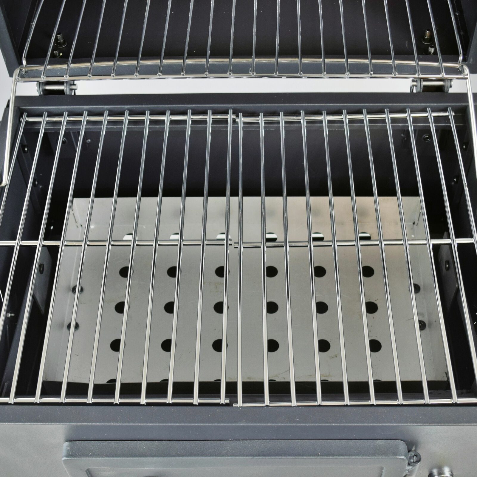 BBQ-Holzkohlegrill-Smoker-Set mit Deckel, höhenverstellbar, 2 Seitenablagen