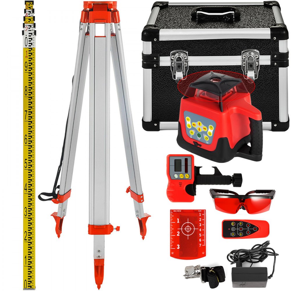 Professioneller Rotationslaser max. Arbeitsbereich 500 m rot, Linienlaser 360 Grad Laser-Höhenmesser wasser- und staubdicht Outdoor-Arbeitszeit 20 Stunden mit Stativ- und Lineal-Elektrik Professioneller Rotationslaser max. Arbeitsbereich 500 m rot, Linienlaser 360 Grad Laser-Höhenmesser wasser- und staubdicht Outdoor-Arbeitszeit 20 Stunden mit Stativ- und Lineal-Elektrik