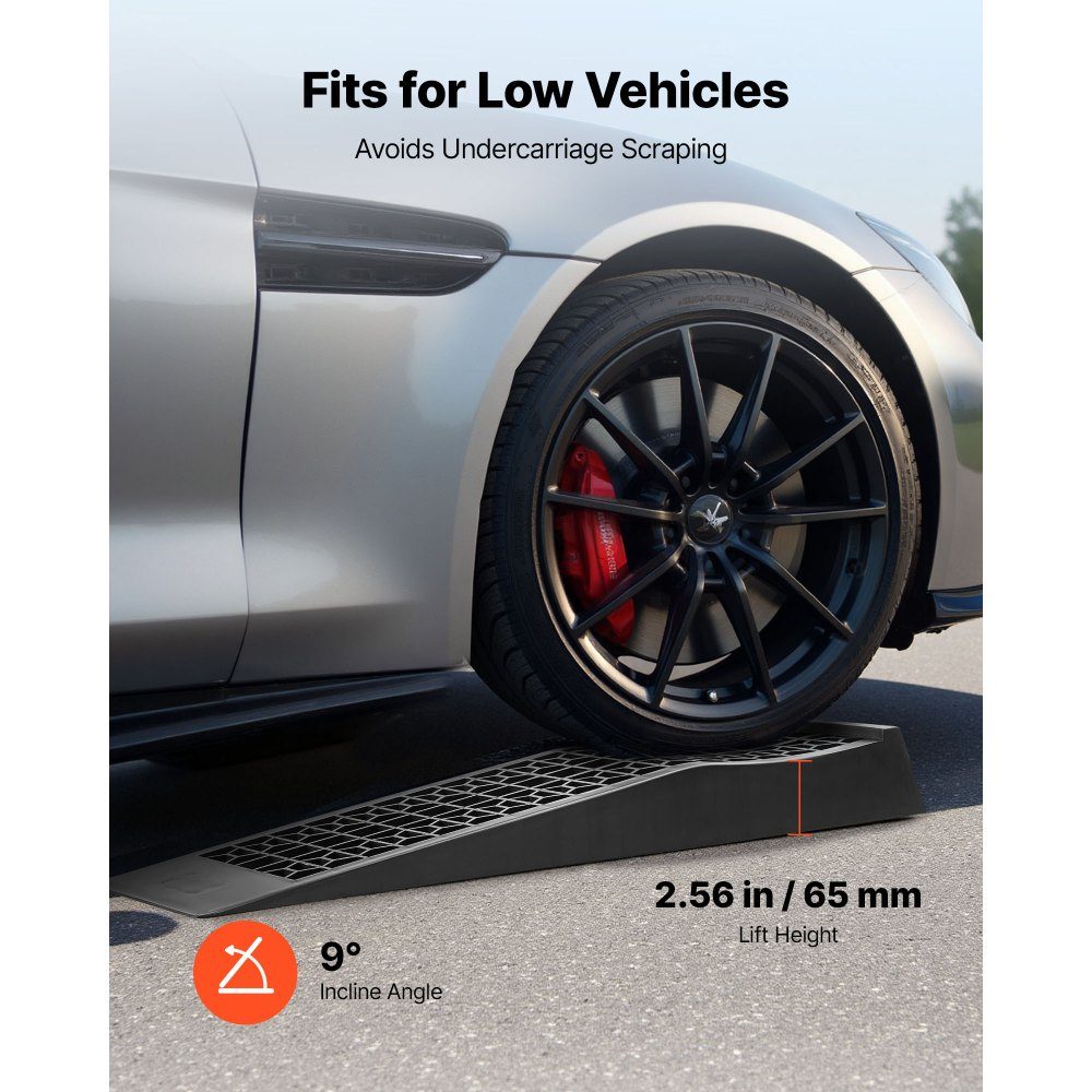 Car Ramps, 4 Pack, 65mm Lifting Height, Portable & Flat Car Service Ramps for Workshop Maintenance & Oil Change & Low Chassis Vehicles, 9072kg Heavy Duty Ramp Aid