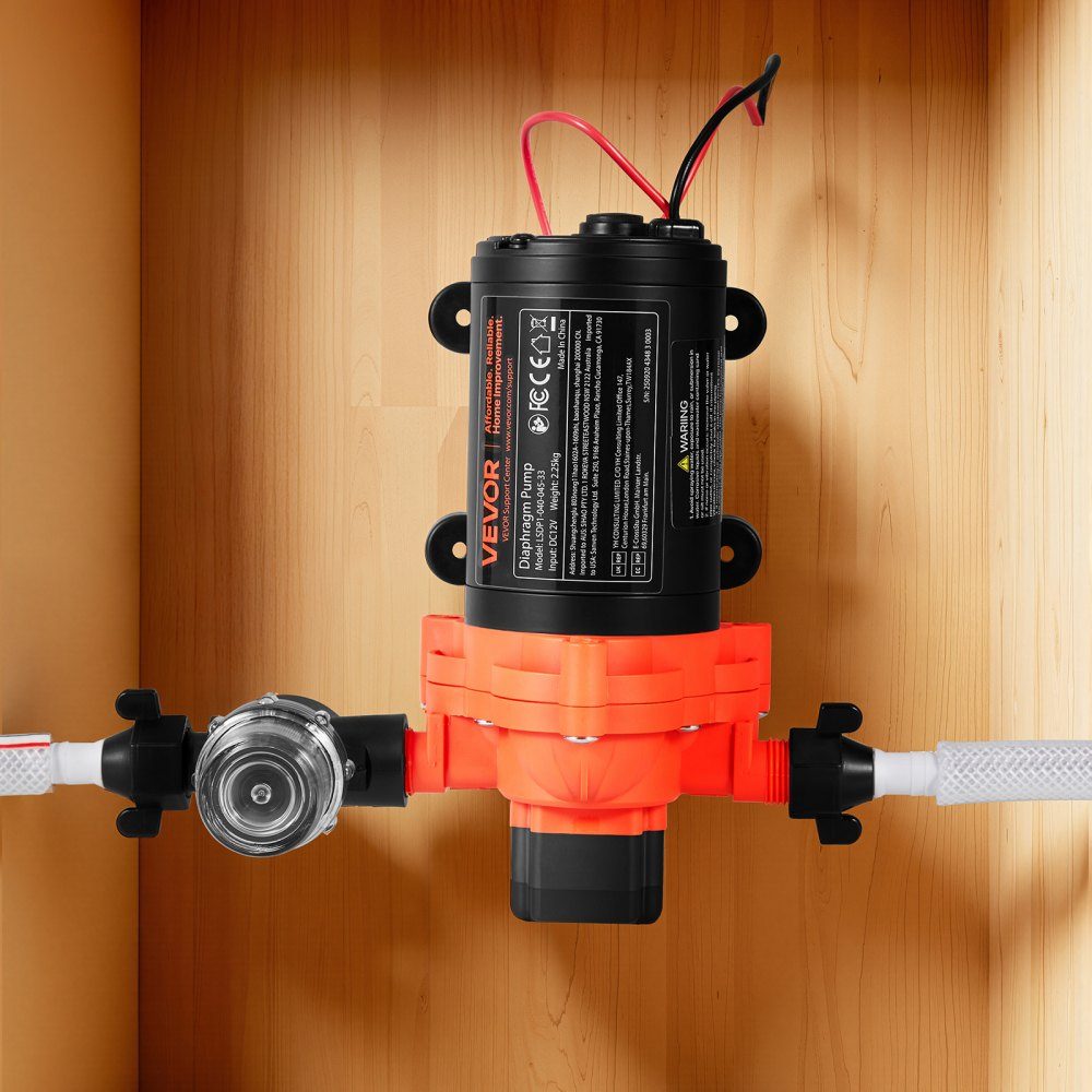 Diaphragm pump, 12V DC, 15.1L/min, self-priming 3-chamber diaphragm water pump with automatic pressure switch, 2.75 bar pressure for motorhome, caravan, ship, yacht, car wash