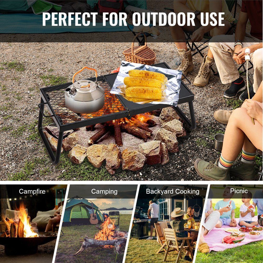 BBQ Gills Holzkohlegrill Klappgrill Tischgrill 570 x 285 x 230 mm, 6 kg Tragkraft tragbarer Reisegrill Outdoor Campinggrill 300 ℃, Grillrost + Grillplatte für Gartenpartys, Picknicks, Terrasse