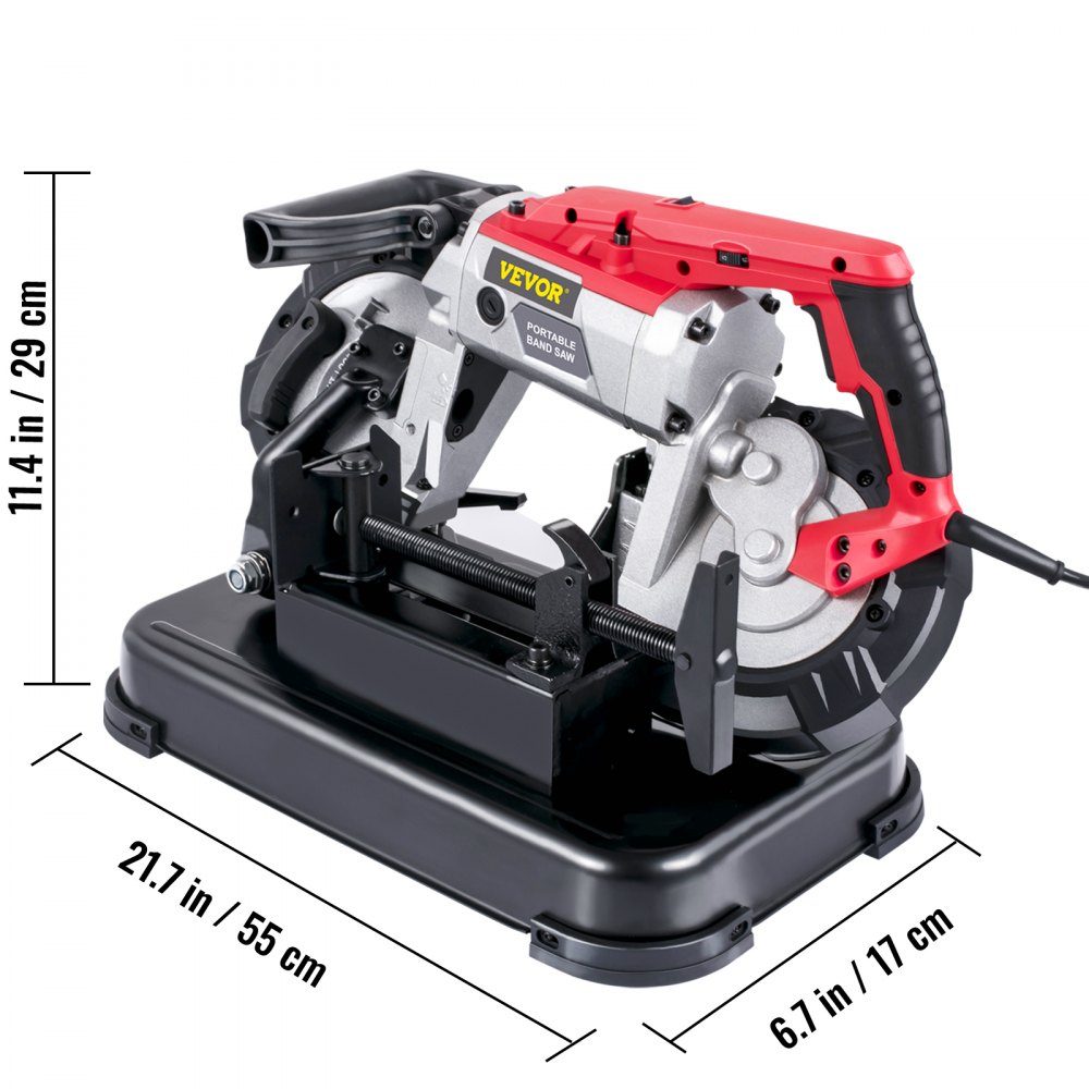 Bandsäge, 5 Zoll Schnittgröße, 1100 W, 10 A, Stahlbandsäge, Bandsäge mit 5 Zoll maximaler Schnittkapazität (ohne Sockel), 54 Zoll – 472,4 Fuß pro Minute, Geschwindigkeitsskala, Metallbandsägemaschine