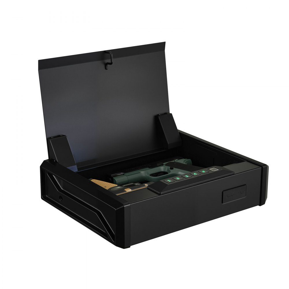 Coffre-fort pour pistolet avec empreinte digitale/mot de passe (code à quatre chiffres)/clé, étui pour pistolet avec éclairage pour 2 pistolets et 2 chargeurs, étui pour pistolet 360 x 275 x 90 mm