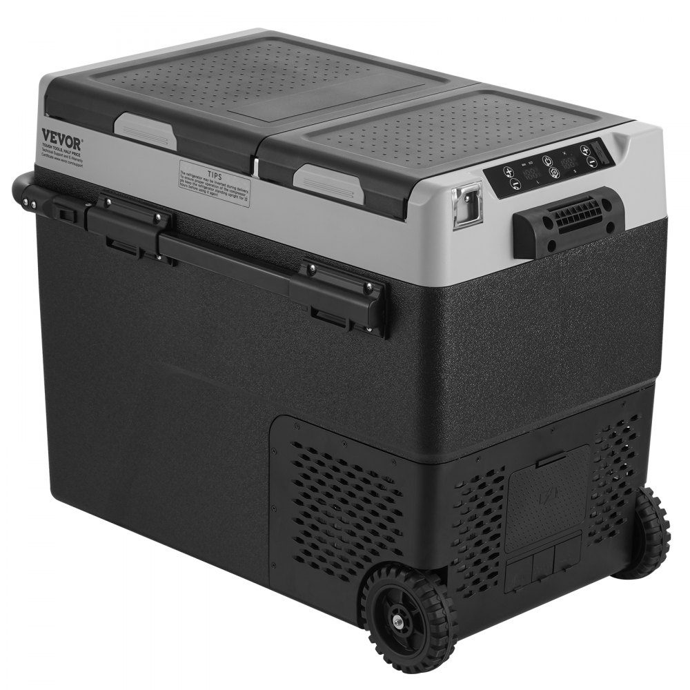 Portable Car Fridge, 12V Car Fridge, 58L/61.5QT Portable Dual Zone Freezer, -20°C to 20°C Adjustable Temperature, Compressor Cooler for Home, Outdoor, Camping