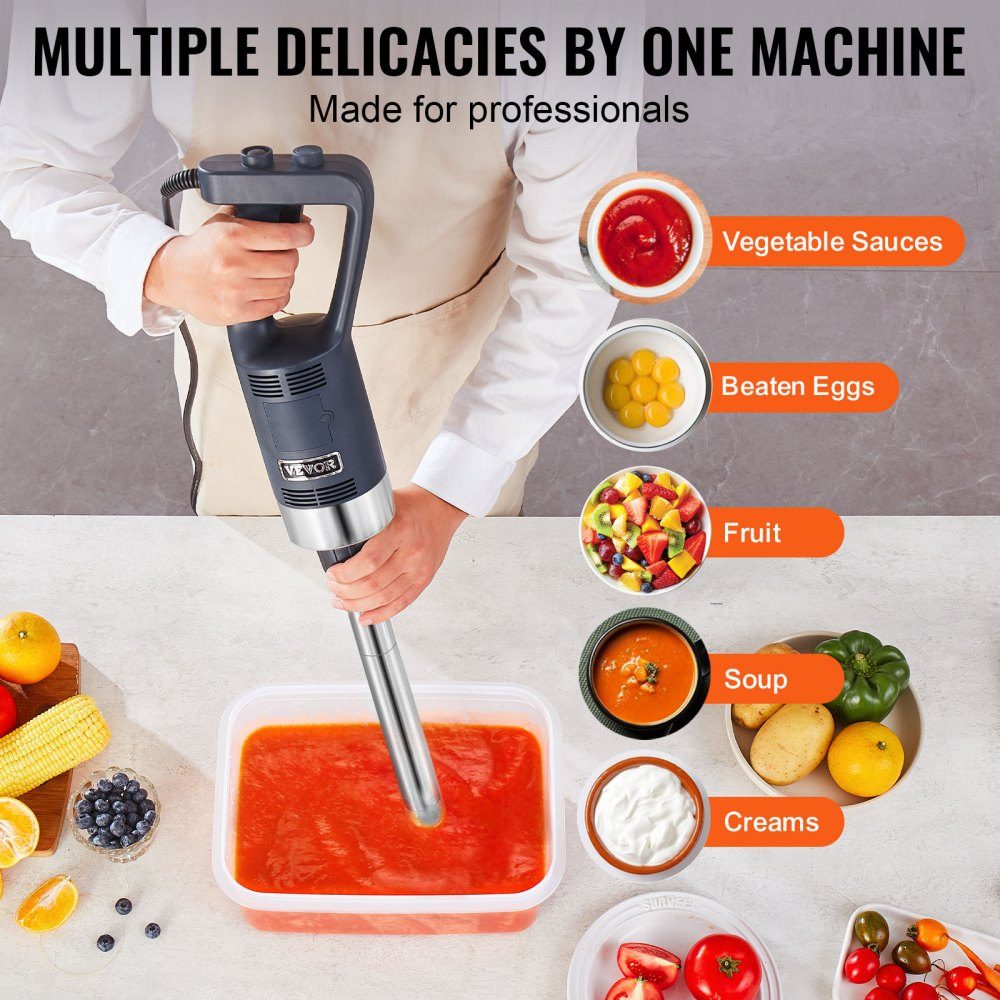 Commercial Hand Blender, 500W Heavy Duty Hand Blender, 16" Variable Speed ​​Stepless Blender with Stainless Steel Blade, Portable Multipurpose Blender for Soups, Sauces, Mashed Potatoes, Cream