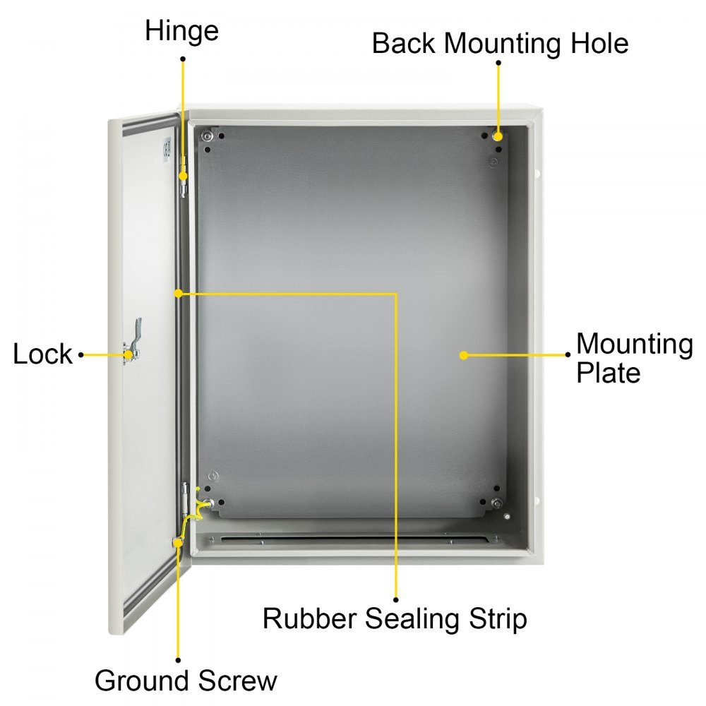 Armoire électrique, boîtier industriel NEMA, 50x40x20 cm, armoire de distribution en acier NEMA 4X, IP66 étanche et anti-poussière, boîte de jonction électrique extérieure/intérieure avec plaque de montage