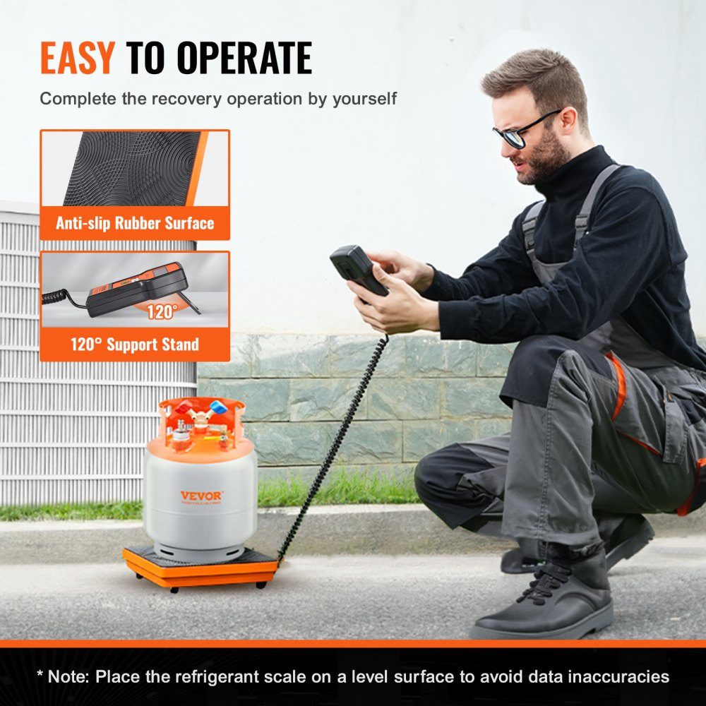 Refrigerant Scale 100kg Load Recovery Freon Scale with Wired Remote Control 5g High Precision Electronic Digital Recovery Weight Scale with Case and Dry Battery