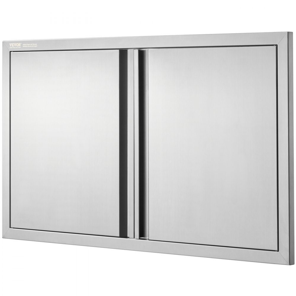 Grilltoegangsdeur 914x534mm Dubbele buitenkeukendeur Inbouw roestvrijstalen deur Verticale muurdeur met intrekbare handgrepen voor grilleiland Grillstation Buitenkast