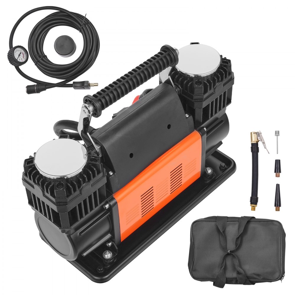 10.6 CFM Heavy Duty Air Compressor, 30s Fast Inflation | Portable Dual Cylinder Tire Inflator 12V 150 PSI Off-Road Air Pump with Adapters for Trucks, Cars, SUVs, 4x4 Vehicles, RVs