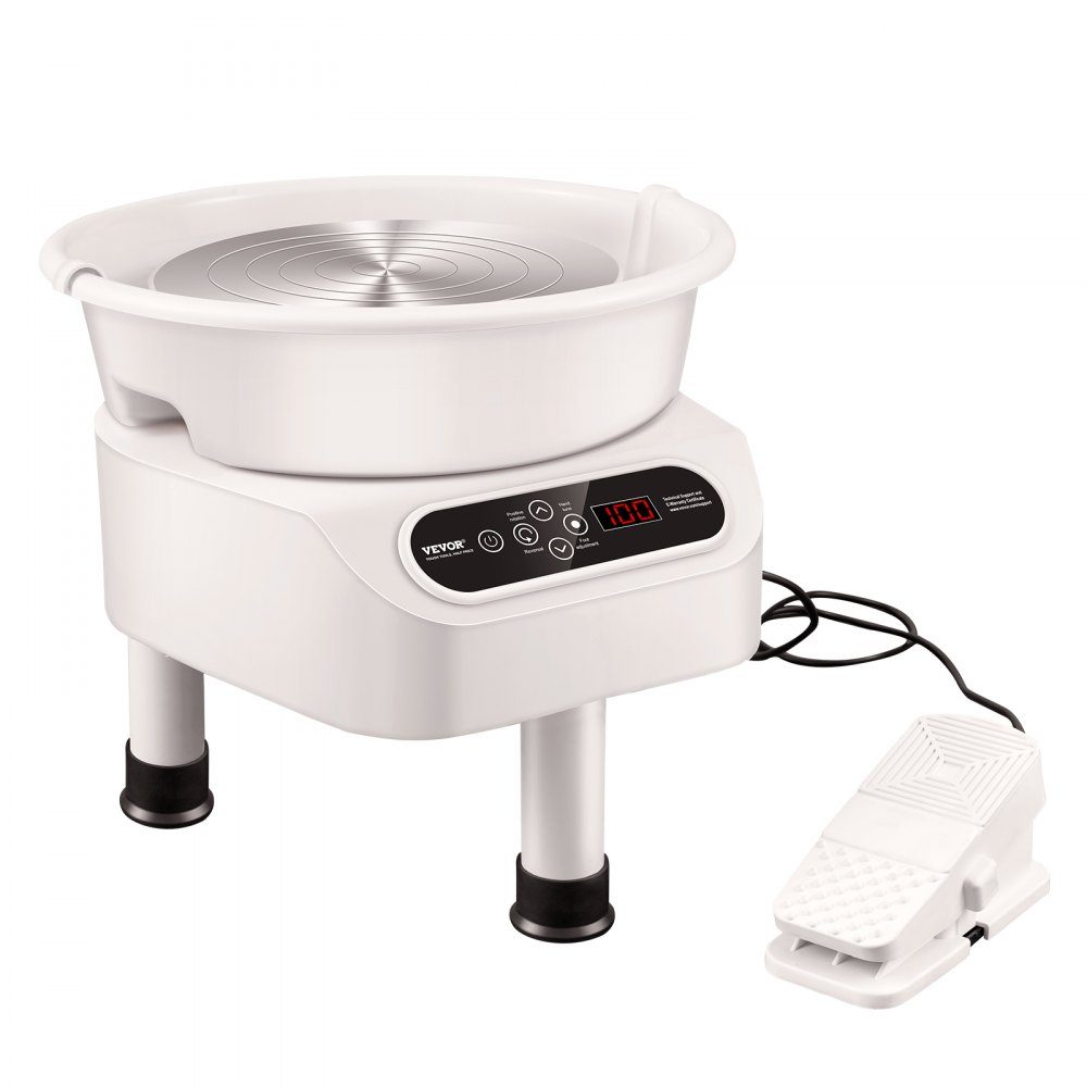 Pottery Wheel, 28cm Pottery Molding Machine, 450W Electric Pottery Wheel with Pedal and LCD Touch Screen, Direct Drive Ceramic Wheel and 3 Support Legs for DIY, White