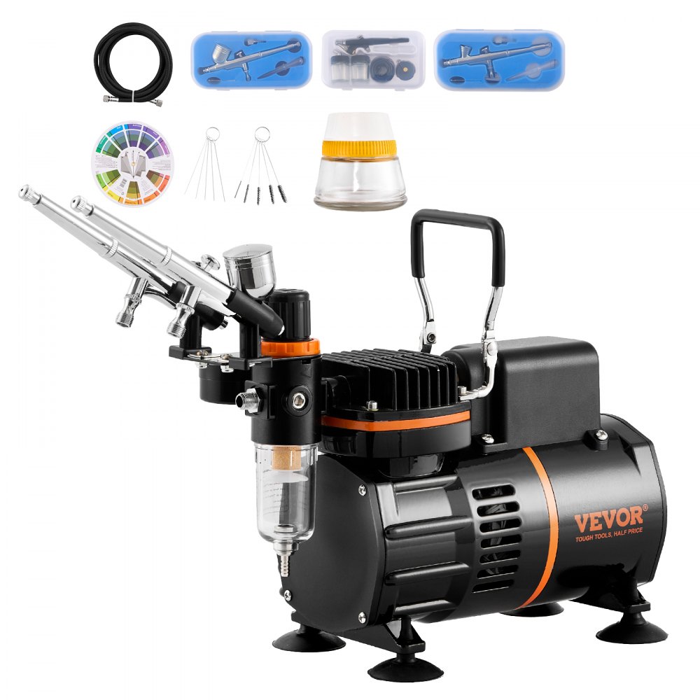 Kit d'aérographe, compresseur d'air avec double ventilateur, système d'aérographe professionnel avec 3 aérographes, support, roue de mélange de peinture, ensemble de pinceaux de nettoyage, ensemble d'aérographe pour art, ongles, biscuits, maquillage, K Kit d'aérographe, compresseur d'air avec double ventilateur, système d'aérographe professionnel avec 3 aérographes, support, roue de mélange de peinture, ensemble de pinceaux de nettoyage, ensemble d'aérographe pour art, ongles, biscuits, maquillage, K