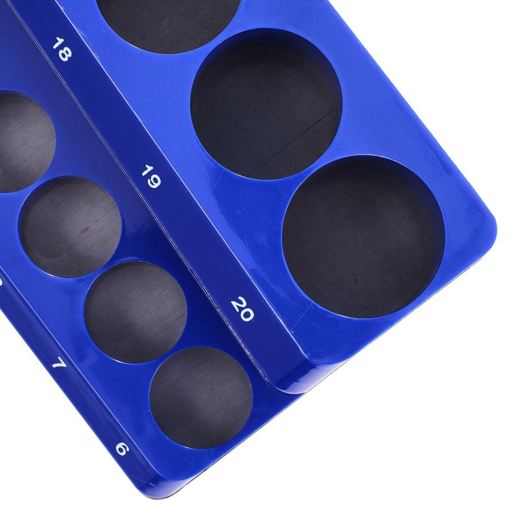 Ensemble d'organisateurs de douilles, support de douilles 3 pièces, 1/4, 3/8 et 1/2 pouce, peut contenir jusqu'à 75 douilles standard et profondes, bleu (clé à douille non incluse)