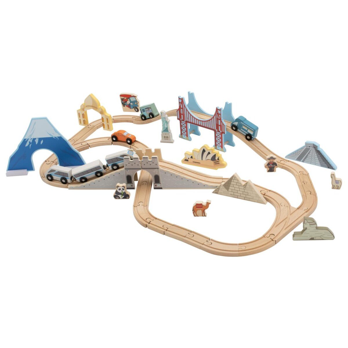 lupilu® wooden train set, world tour