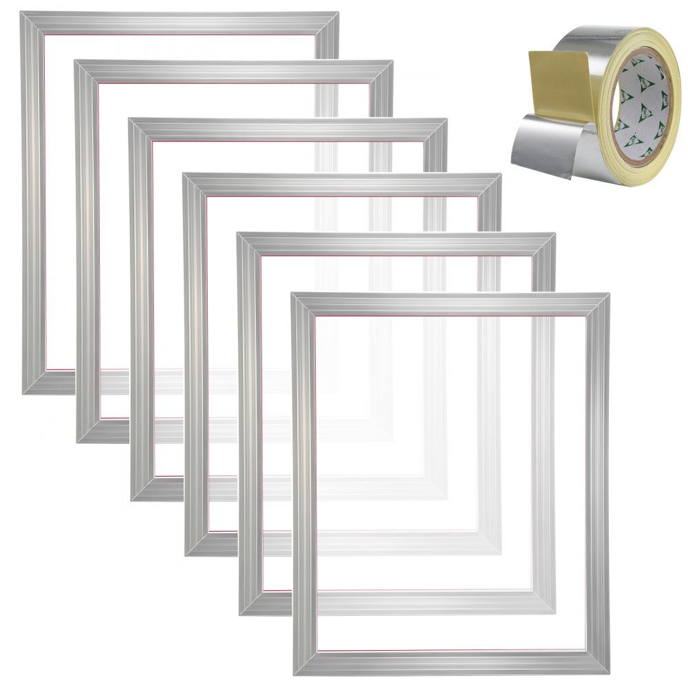 Screen Printing Kit, 6 Pieces Aluminum Screen Printing Frames, 16" x 20" 110 Mesh Screen Printing Frame, High Tension Nylon Net and Sealing Tape for T-Shirts, DIY Printing etc