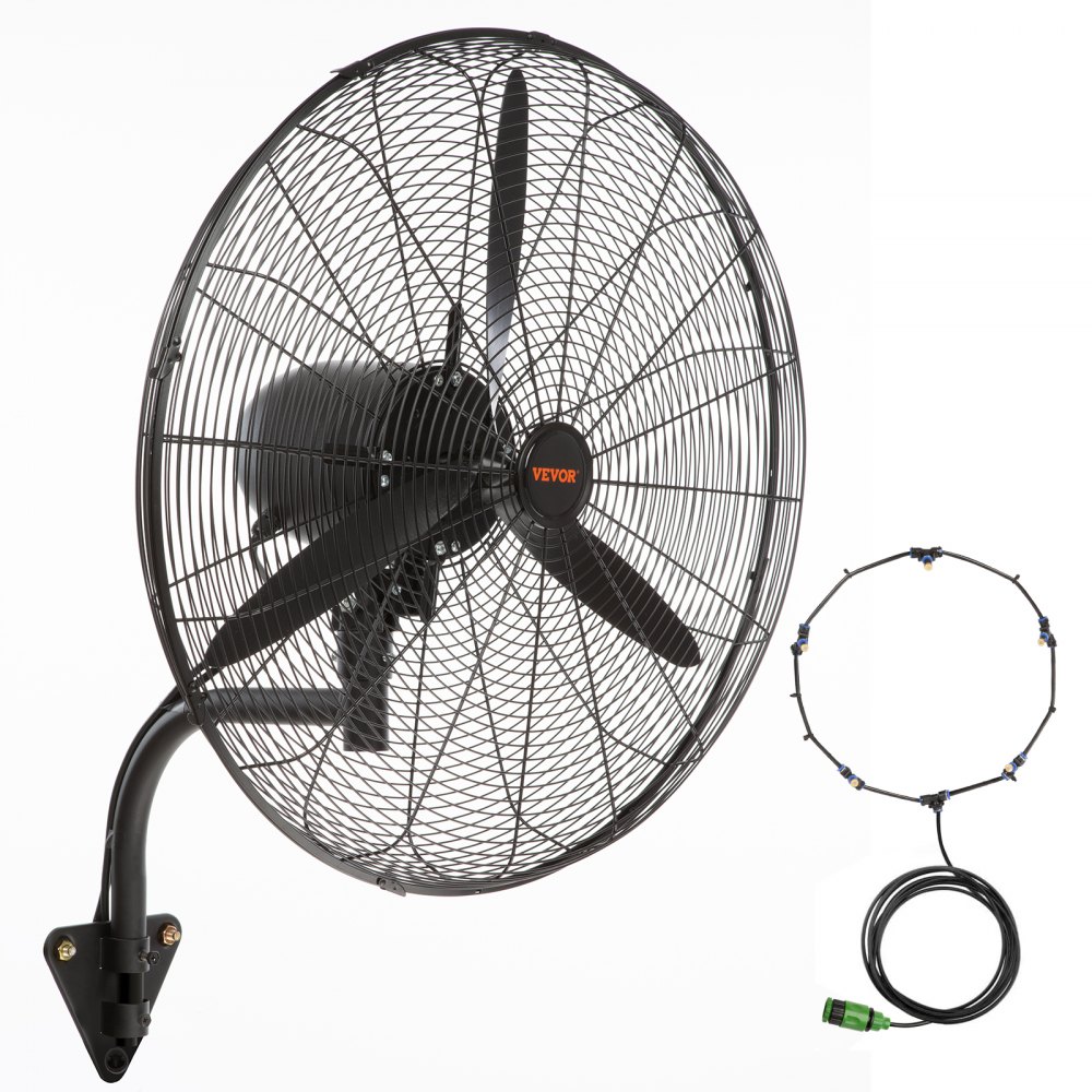 Mistventilator, 24" oscillerende waterdichte ventilator, 3 snelheden, 7000 CFM, commerciële of residentiële ventilator voor het koelen van magazijnen, kassen, werkplaatsen Mistventilator, 24" oscillerende waterdichte ventilator, 3 snelheden, 7000 CFM, commerciële of residentiële ventilator voor het koelen van magazijnen, kassen, werkplaatsen