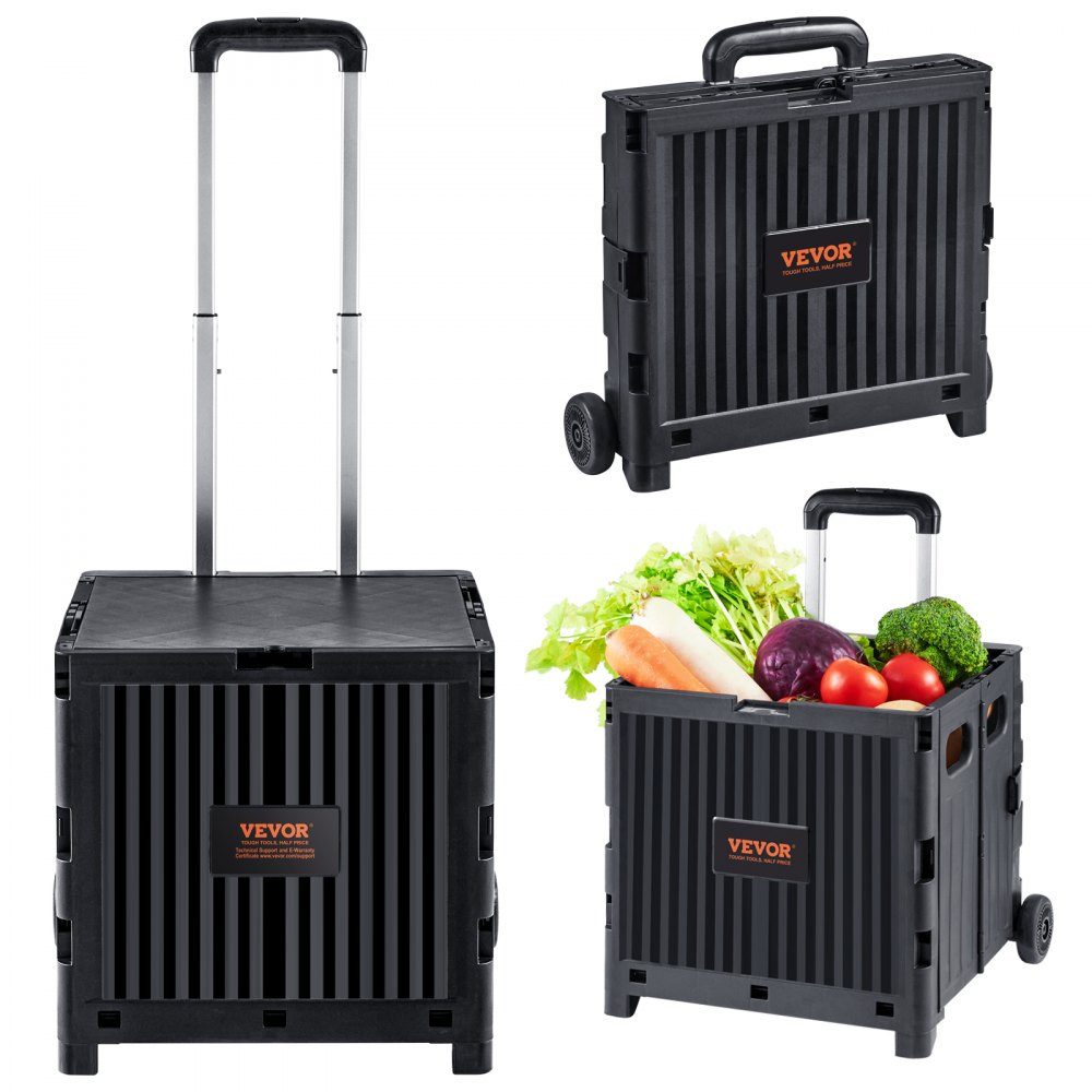 Chariot de courses pliable Chariot de 24,9 kg (dynamique) / 36,2 kg (statique) en PP panier et roues en caoutchouc robustes panier de courses chariot de courses boîte pliable avec roues peut gérer n'importe quel terrain