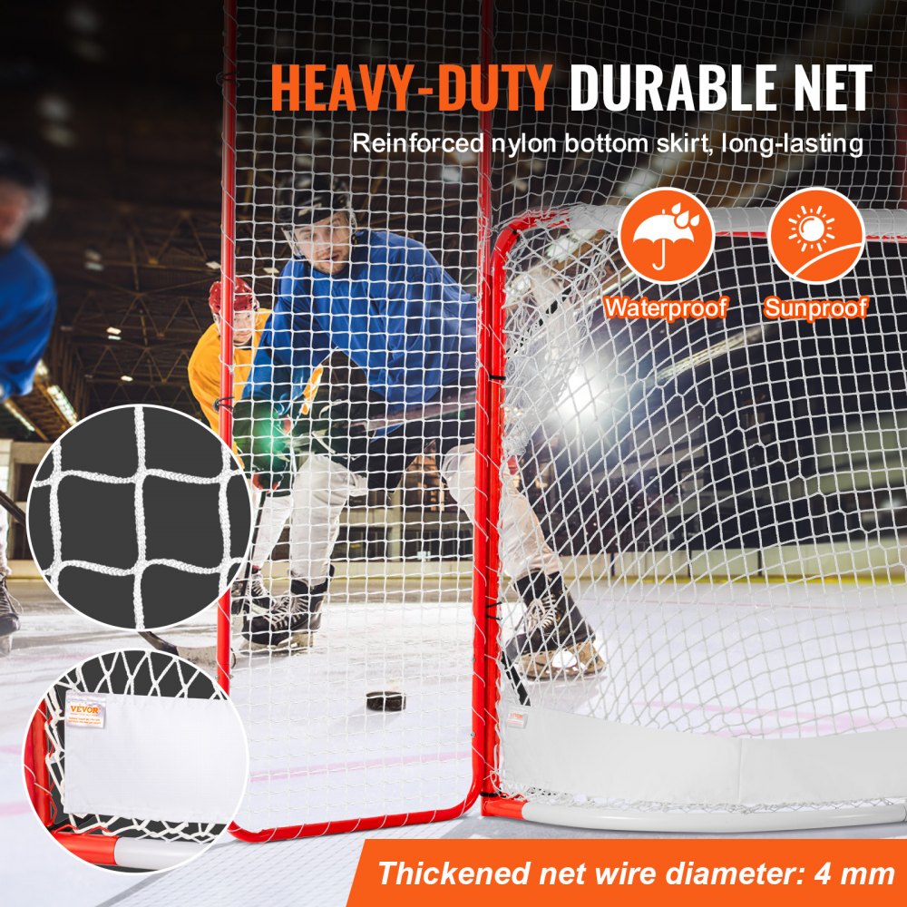 Hockey Goal Street Hockey Net with Backstop and Goals, Street Hockey Goal Hockey Net, 310x183cm Pro Hockey Training Goal Set, Portable Indoor Outdoor Hockey Goal with Net, White/Red, Training Hockey Goal Street Hockey Net with Backstop and Goals, Street Hockey Goal Hockey Net, 310x183cm Pro Hockey Training Goal Set, Portable Indoor Outdoor Hockey Goal with Net, White/Red, Training