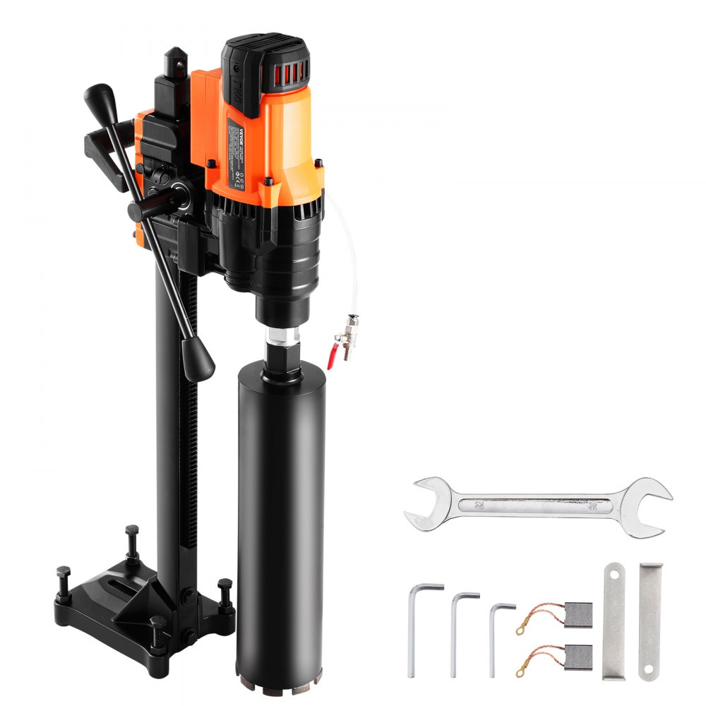 Core drilling machine Diamond core drilling machine with drilling diameter 2-25 cm with stand and core drilling machine, 3200 W robust concrete core drilling machine, wet and dry application for concrete blocks