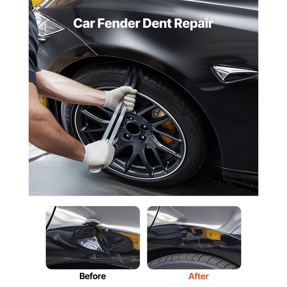 Dellenzieher zum Entfernen von Dellen bei der Reparatur von Auto-Kotflügelschäden mit gebogener Stange, Brechstange, Gummihammer, Airbag, abnehmbare Reparaturstifte, Werkzeugset mit Ersatzköpfen