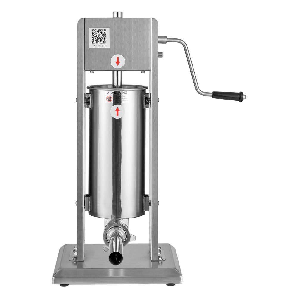 Manueller Wurstfüller 5L Vertikale Wurstfüllmaschine Fleischfüller mit 2 Geschwindigkeiten (schnell/langsam), Hochleistungs-Edelstahlfüller mit 5 Wurstfüllrohren, Fleischfüllung