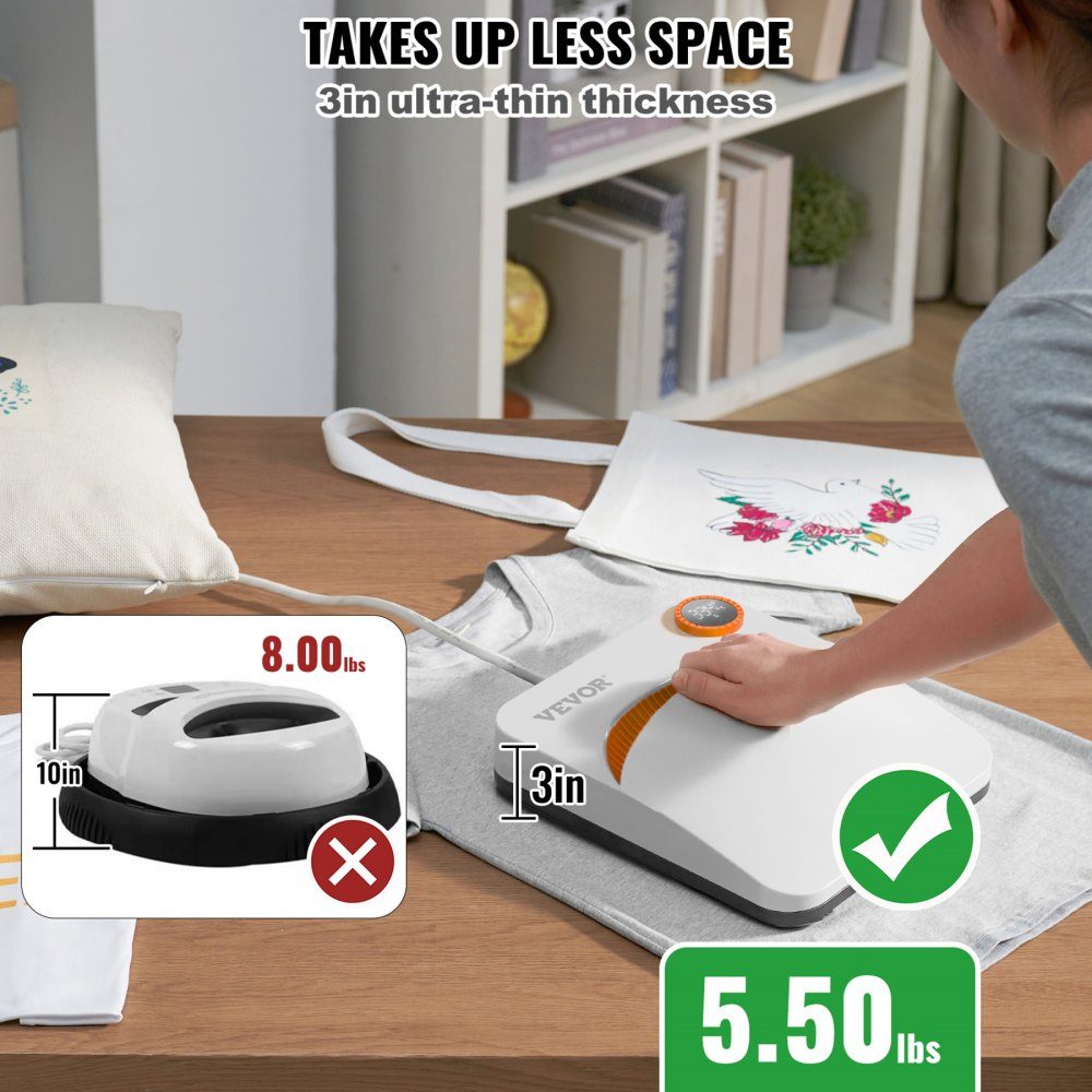 2 in 1 Mini Heat Press Machine Heat Press 9" x 9", 670W Heat Transfer T-Shirts, Coasters, Cushions, DIY Small Heat Press Transfer Press Plotter Printing Machines, Shirt Press Printing
