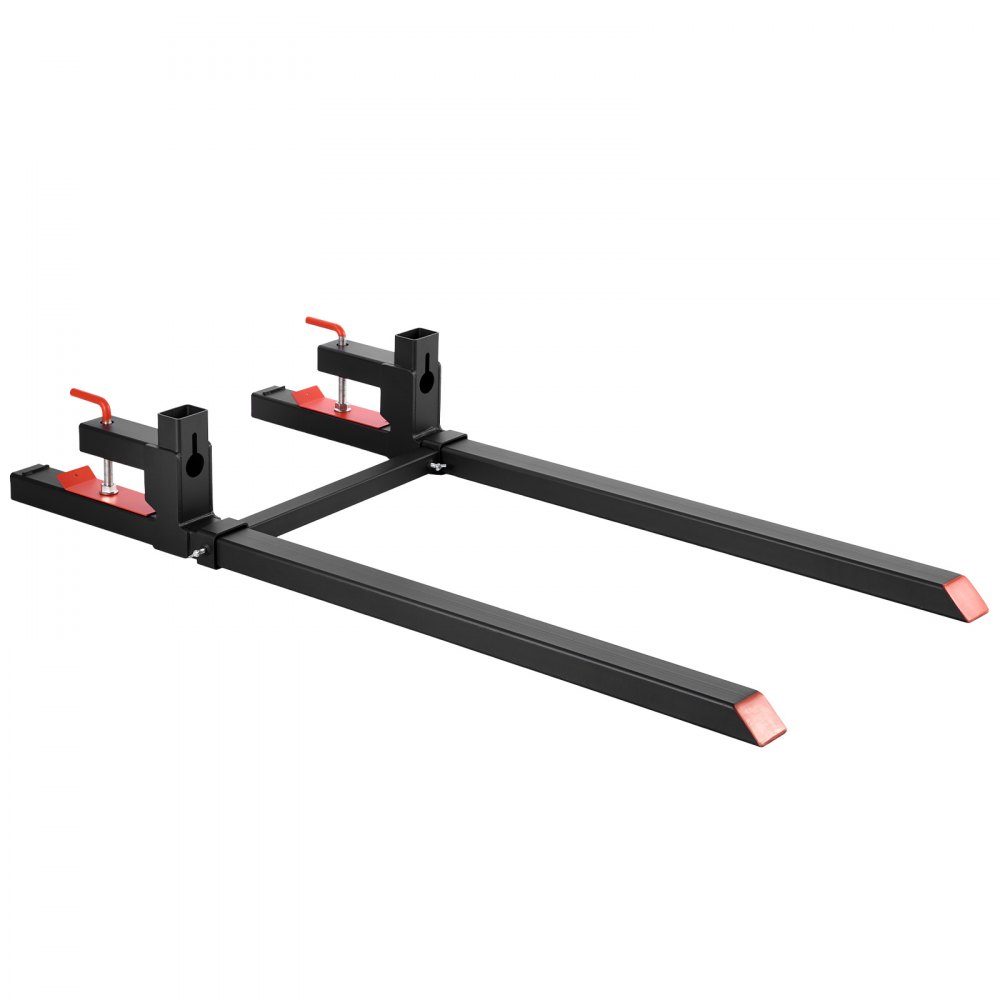 Fourches à palettes, porte-fourche à clipser 907 kg, longueur totale 1490 mm, fourches avec barre stabilisatrice réglable pour accessoires de tracteur, godet de chargeur et chargeuse compacte, noir – Réf. HT-22950