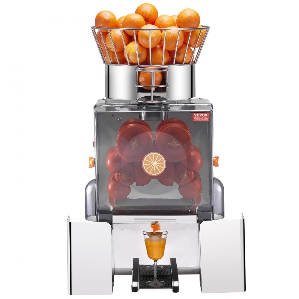 Commercial Orange Juicer, 120W Automatic Juicer, Stainless Steel Orange Juicer for 25 Oranges per Minute, with PC Cover, 46 x 52 x 90cm, Commercial Citrus Juicer, Electric Citrus Juicer