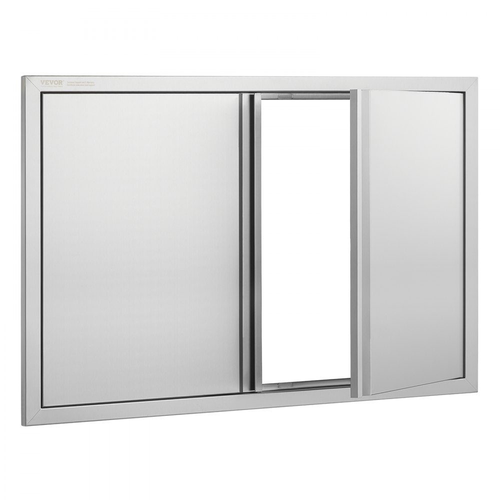 Grill Access Door 914x610mm Double Outdoor Kitchen Door Flush Mount Stainless Steel Door Vertical Wall Door with Retractable Handles for Grill Island Grill Station Outdoor Cabinet