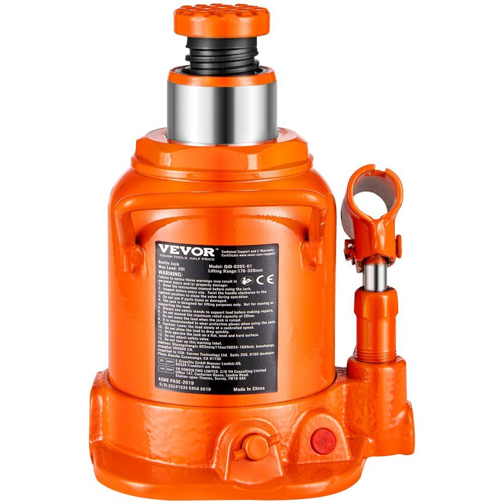 Hydraulic Jack 20T Stamp Jack Bottle Jack with 17-32cm Lifting Range and 3 Piece Long Handle for Car Pickup Truck Motorhome Auto Repair Industrial Engineering