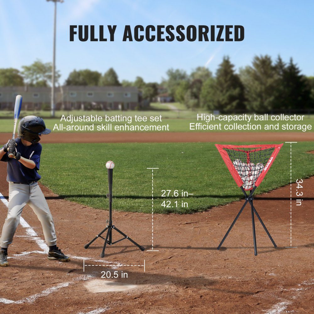 94" x 42" x 84" Baseball Softball Practice Net, Portable Baseball Training Net for Batting, Catching, Pitching, Backstop Equipment with Arch Frame, Carry Bag, Strike Zone, Balls, Ball Collector