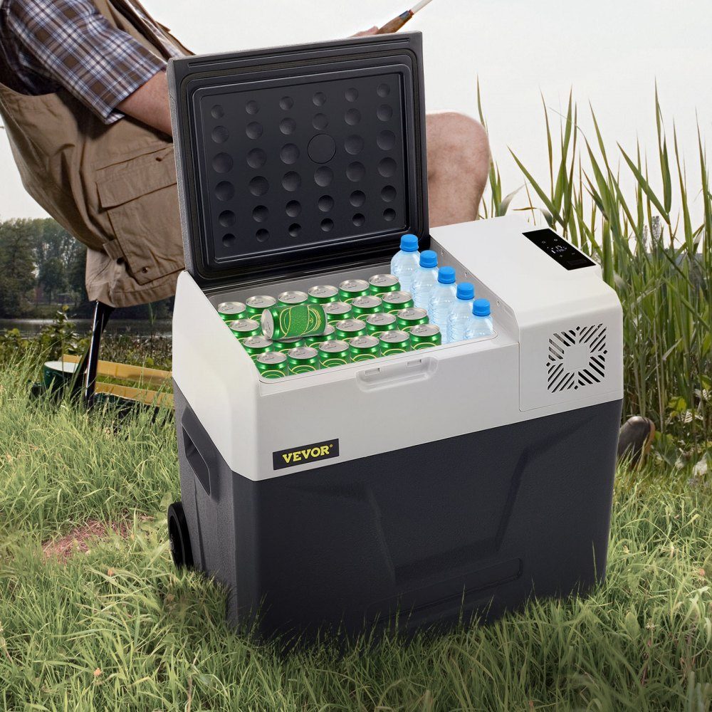 50L Car Fridge Compressor Cooler Box Stainless Steel Holiday Insulated Box Mini Fridge Cooler Box Car and Socket