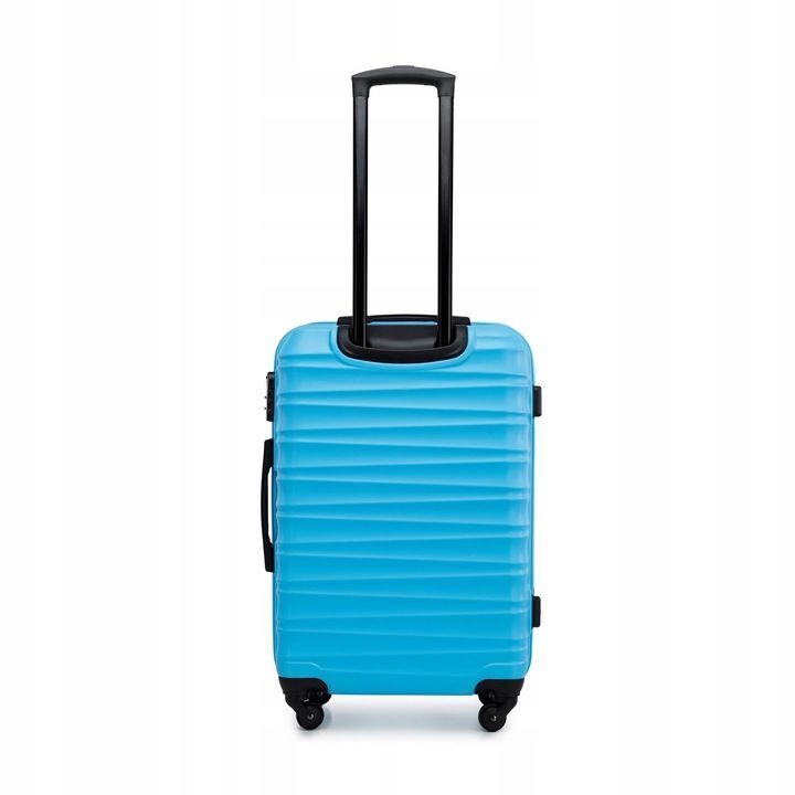Großer Premium-Koffer Reisekoffer ABS-Kunststoff 96l mit blauen Rippen