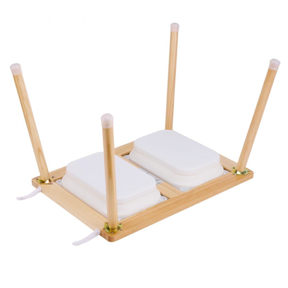 Sensorische placemat, activiteitentafel, kinderzitset en zand- en waterspeeltafel met 2 krukken en 2 opbergbakken en papierrolhouder, houten kindertafel - cadeau voor kinderen