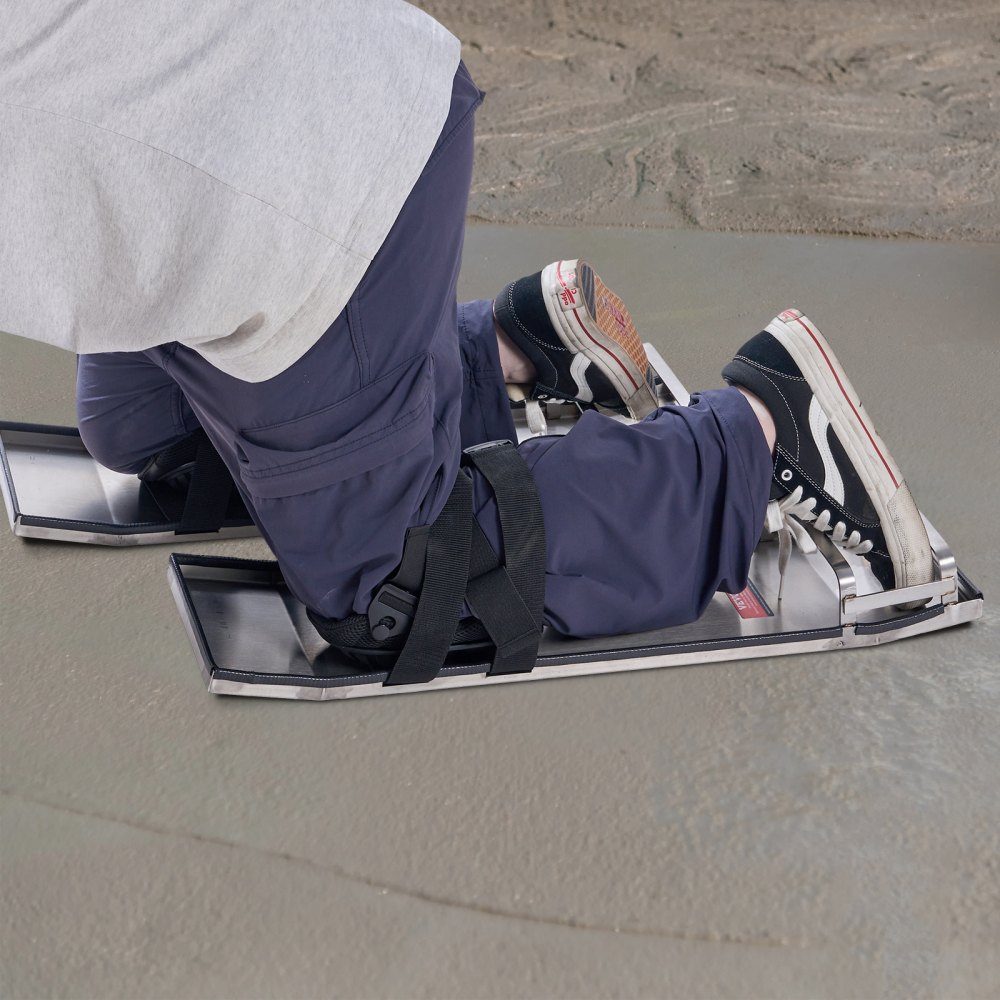 Stainless Steel Concrete Kneeboards, 697x205mm Concrete Gliders, Kneeboards for Concrete, Concrete Knee Pads, Pair of Movable Glides, with Board Straps for Cement and Concrete Processing