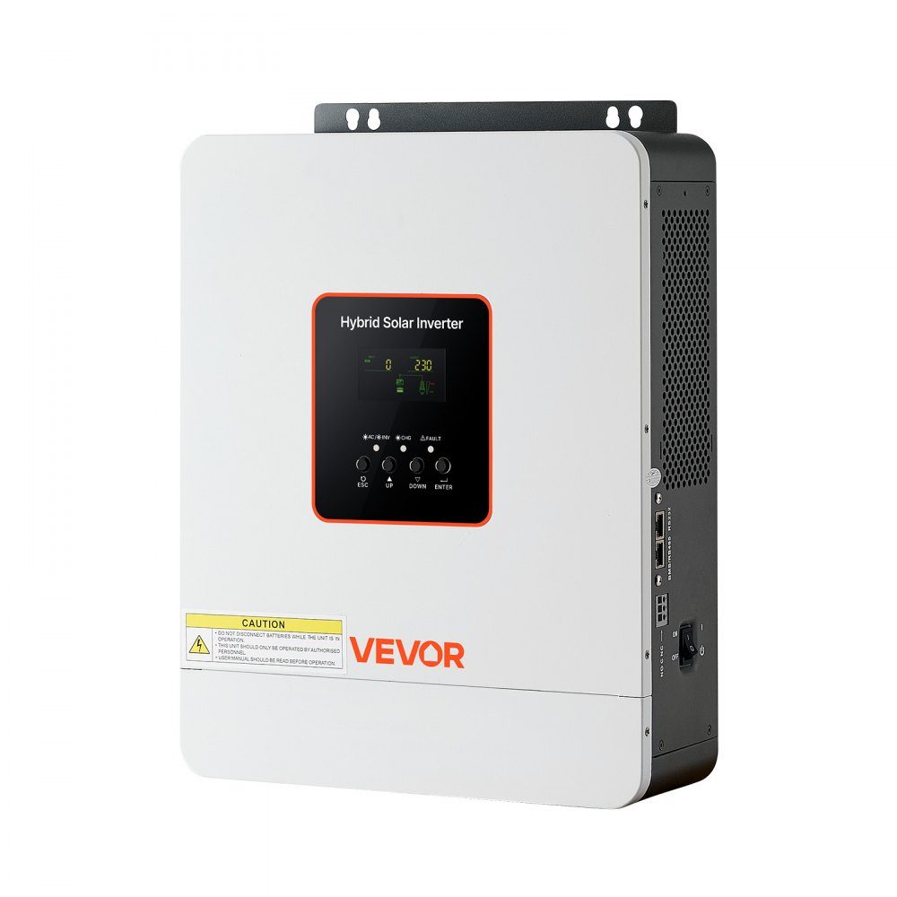 3000W hybrid inverter, 24V DC to 230V AC, with integrated 80A MPPT solar charge controller, compatible with lead-acid & lithium batteries, for home, RV & off-grid systems